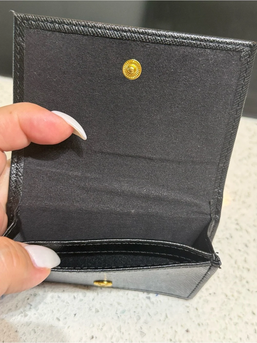 Creed Black Leather Card Case with Gold Emblem